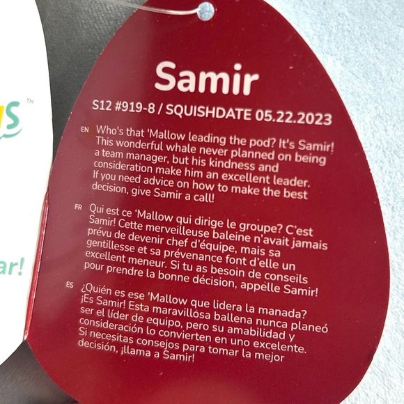 Squishmallows Samir Whale Hat & Tie 12" Plush NWT 2024 Valentine's Day - Picture 7 of 9